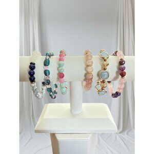 Stretch Beaded Bracelets-Lot of 6-Multicolor-Assorted Bead Types